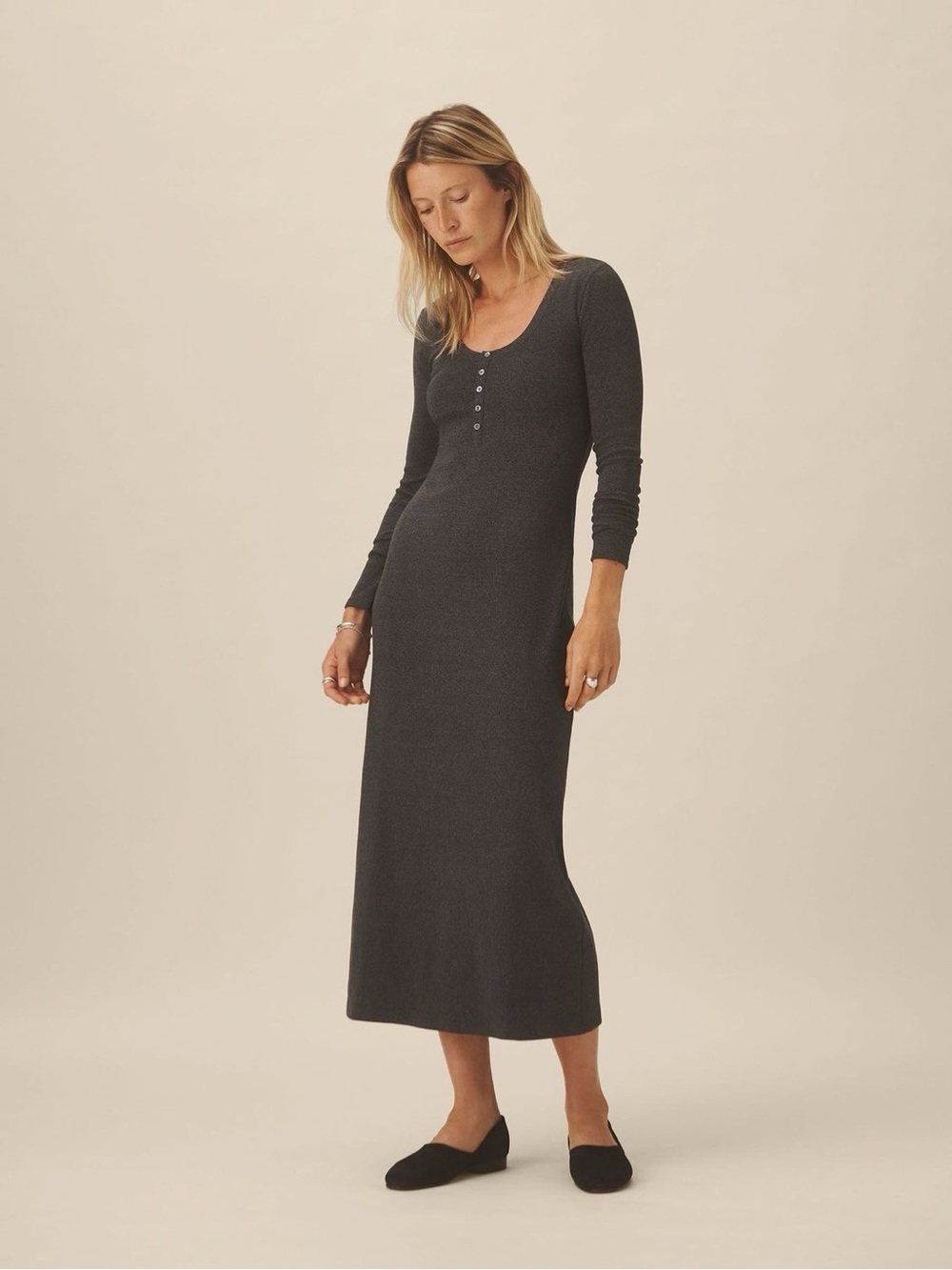 Buck Mason Surplus Rib Scoop Neck Henley Dress